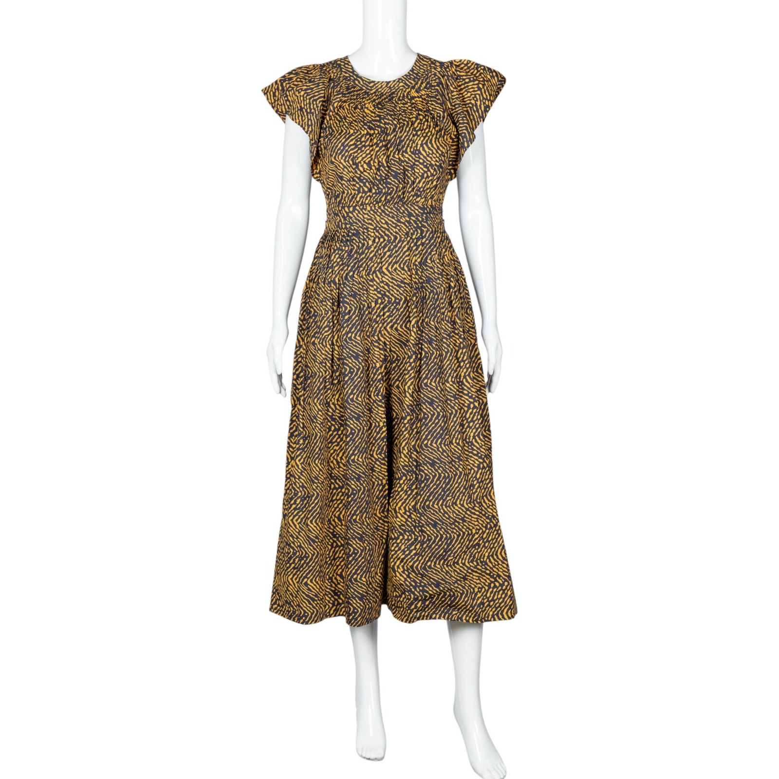 Ulla Johnson Brown Printed Midi Sleeve Less Dress Size Xs